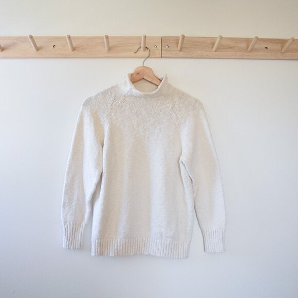 LL Bean white knit mock neck sweater - Picture 1 of 4